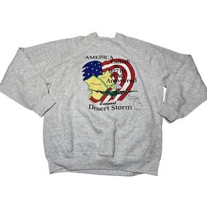 Vintage 90s Desert Storm America Graphic Sweatshirt Men's XL‎ Military